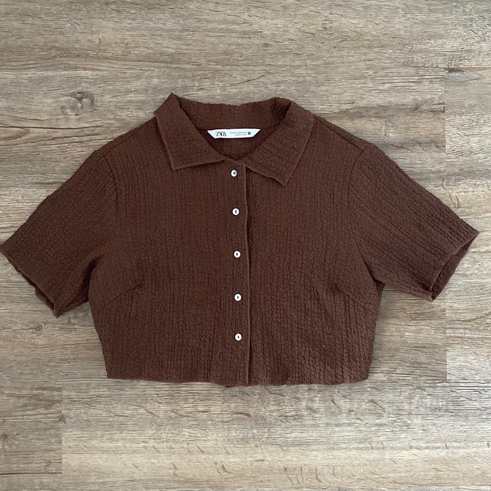 Zara Crinkle Cropped Top